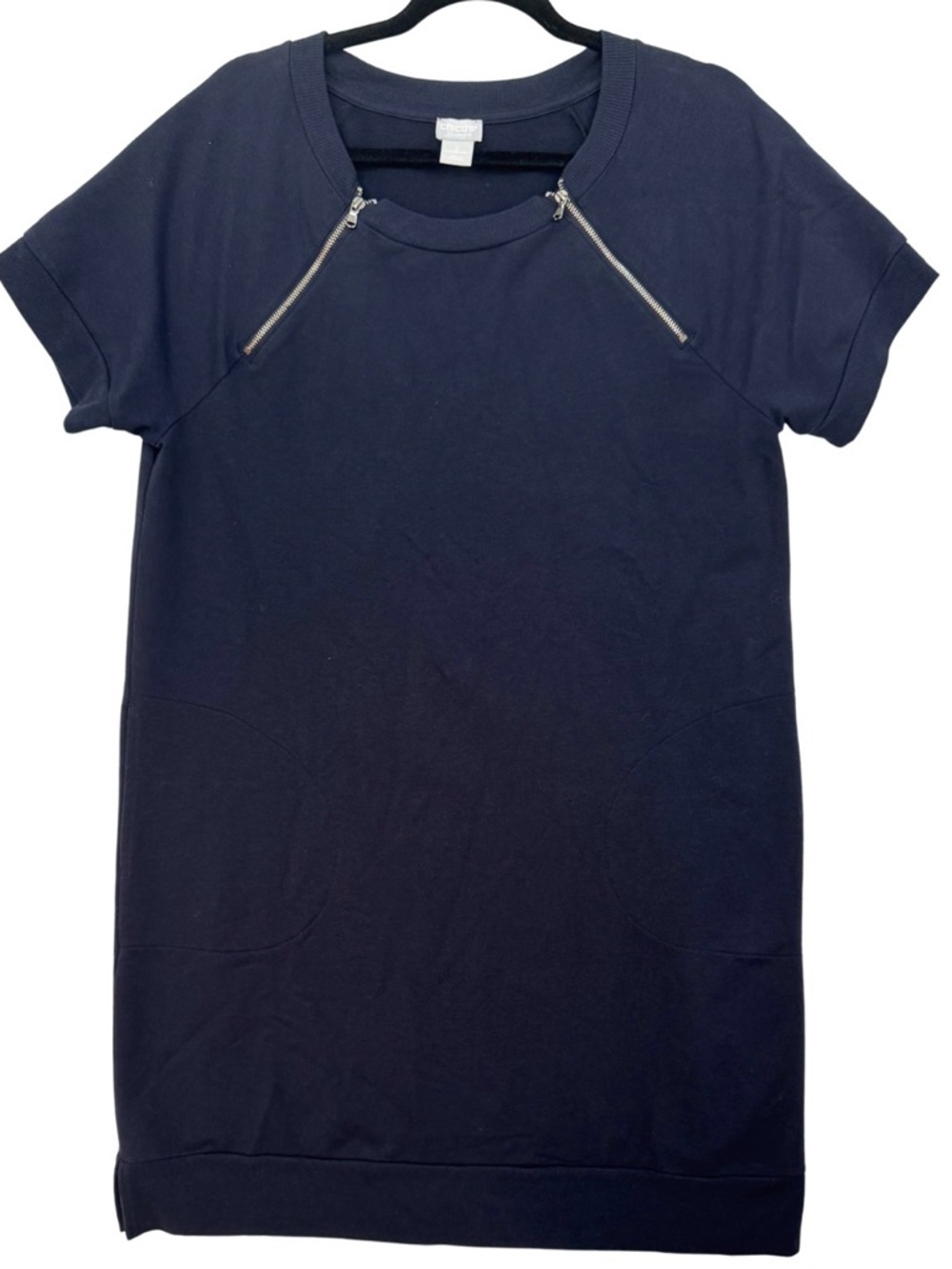 Chico’s Zenergy Sweatshirt Dress Navy T Shirt Dress Pockets Size 2x